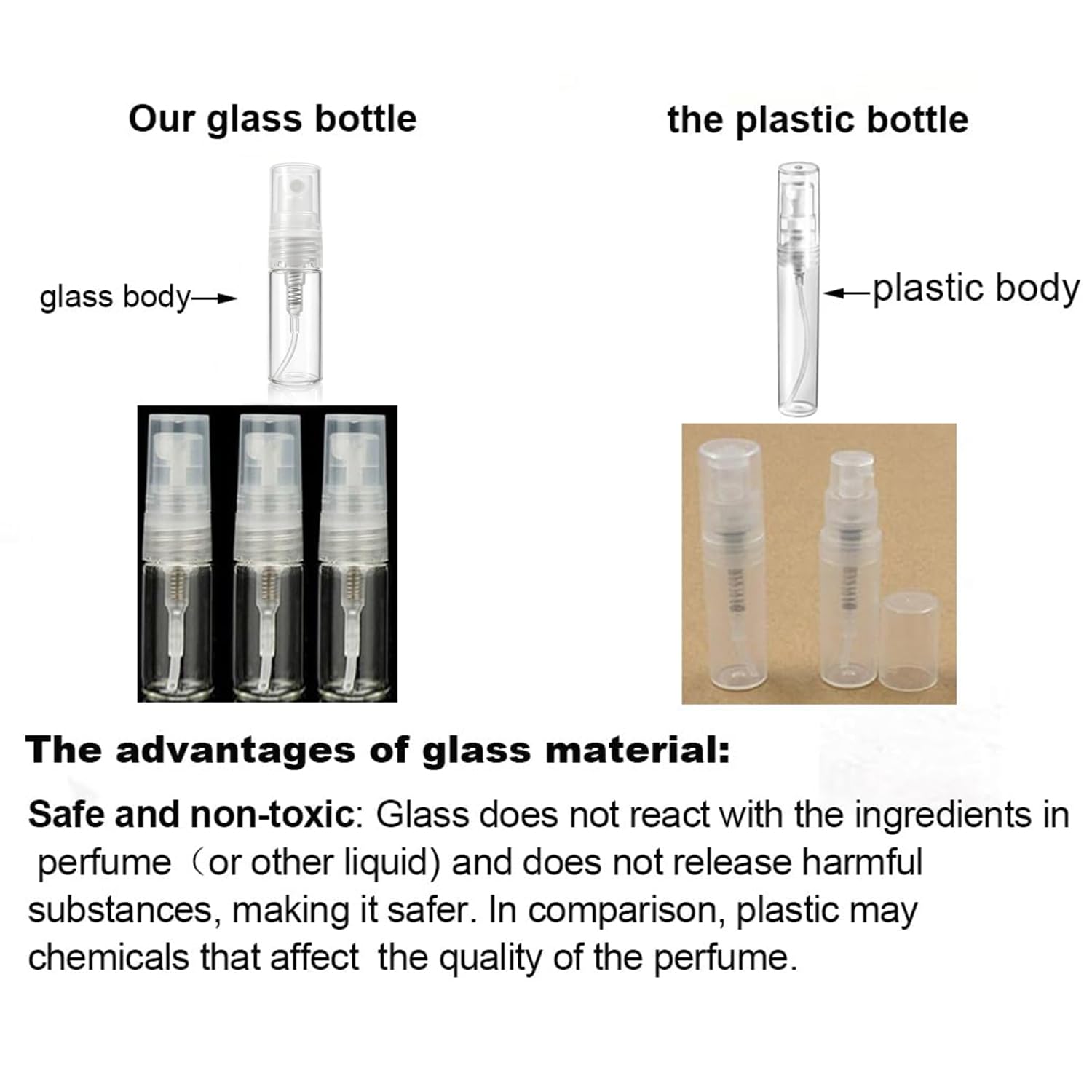 elfenstal- 10pcs 20pcs Mini claro 3 ml 5 ml atomizador de 1/6 oz fina niebla botella de cristal vacía botella de Spray Rellenable fragancia perfume aroma muestra paño limpio para viajes partido maquillaje herramienta libre pipeta