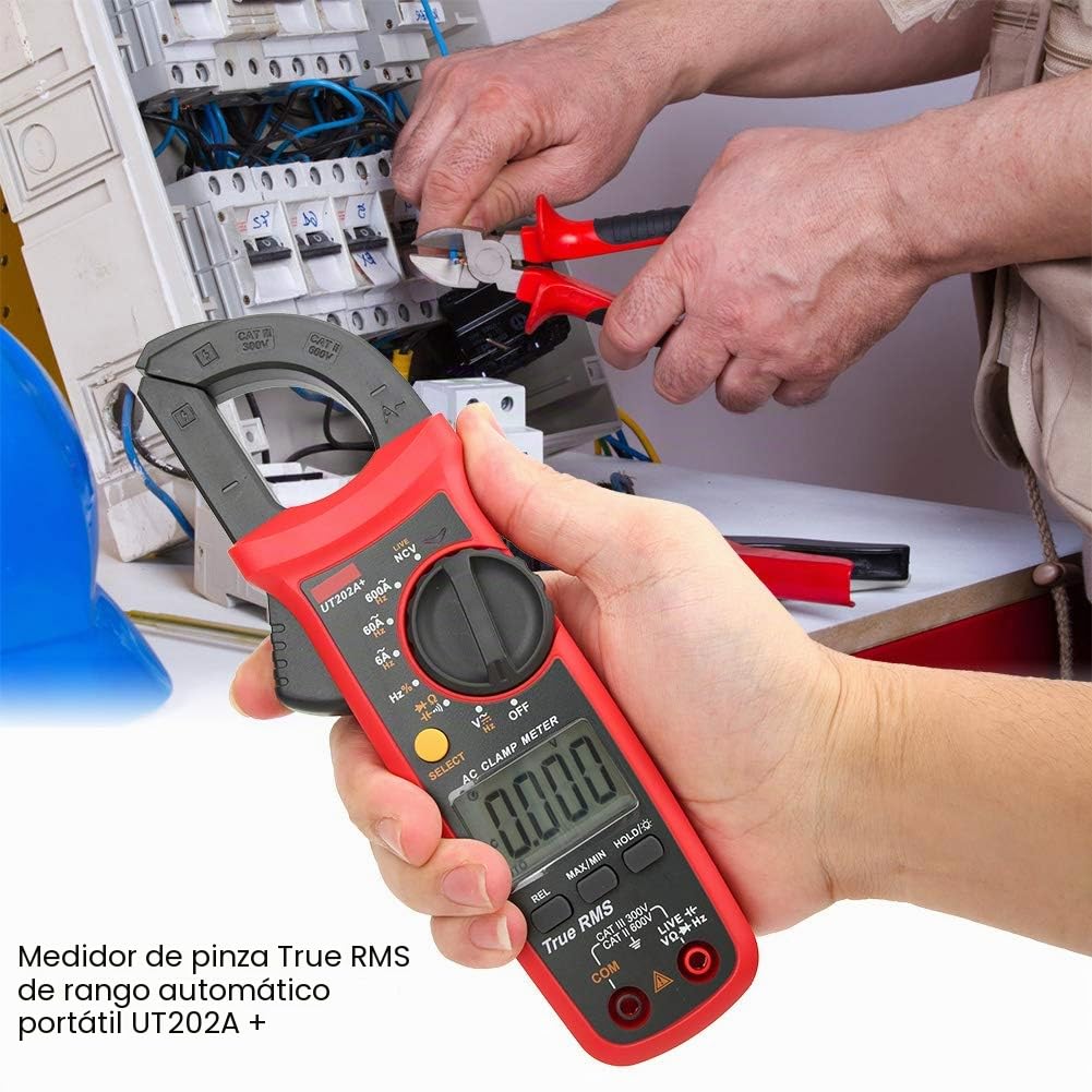UT202A + Pinza Amperimétrica Mini RMS Rango Automático Verdadero Multímetro para Comprobadores Capacitancia Resistencia Corriente Voltaje
