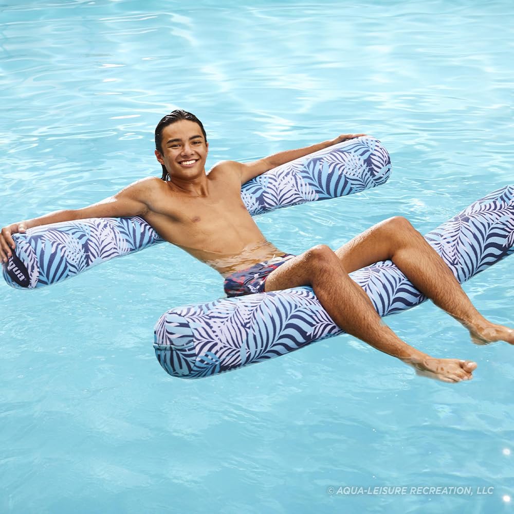Aqua Oversized Aufblasbare Poolnudel - 2 Pack - Soft Mesh Jumbo Nudel Pool Float - Blau/Weiß Farn