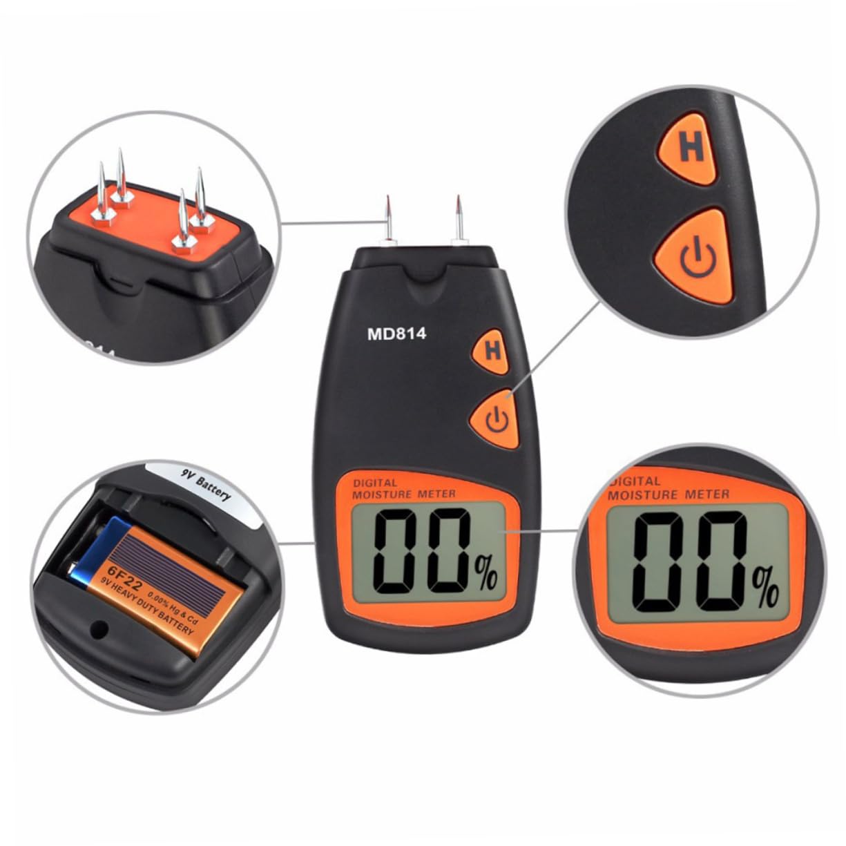 QUMIIRITY Lcd Wood Moisture Tester Probes No Battery Digital Moisture Meter for Wood