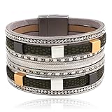 Ancho: 38 mm Deja Jewels Pulsera multicapa - Squares Silver