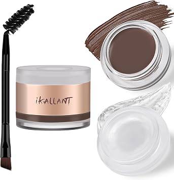 KYDA Dark Brown Eyebrow Gel and Brow Styling Wax Set, 2-in-1 Tinted Eyebrow Makeup Gift Kit with Dual-Ended Brush, Professional Waterproof Smudge Proof Eyes Brow Pomade & Styling Duo-02
