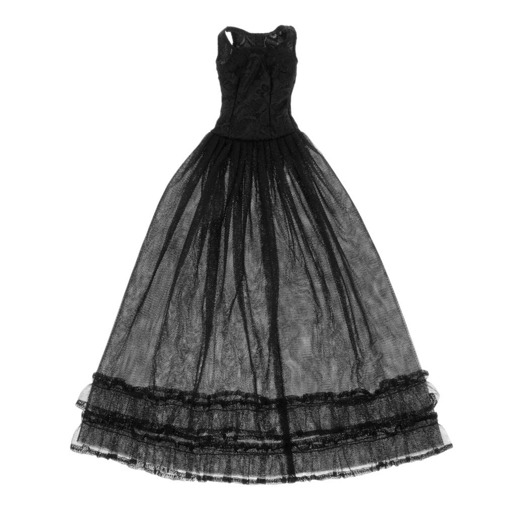 Brautjungfernkleid Aus Spitze Und Tüll, Party Abendkleid für 1/3 BJD Puppen, Schwarz