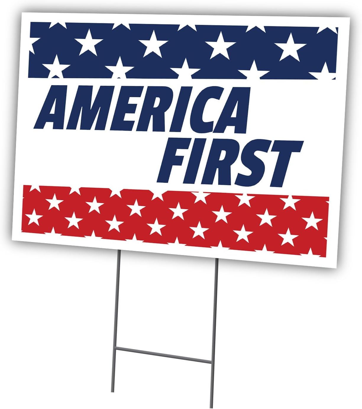 America First 2 Pack Of 12" x 16" Yard Sign & Stake | Advertise Your Business | Stake Included Image On Both Sides | Made in The USA