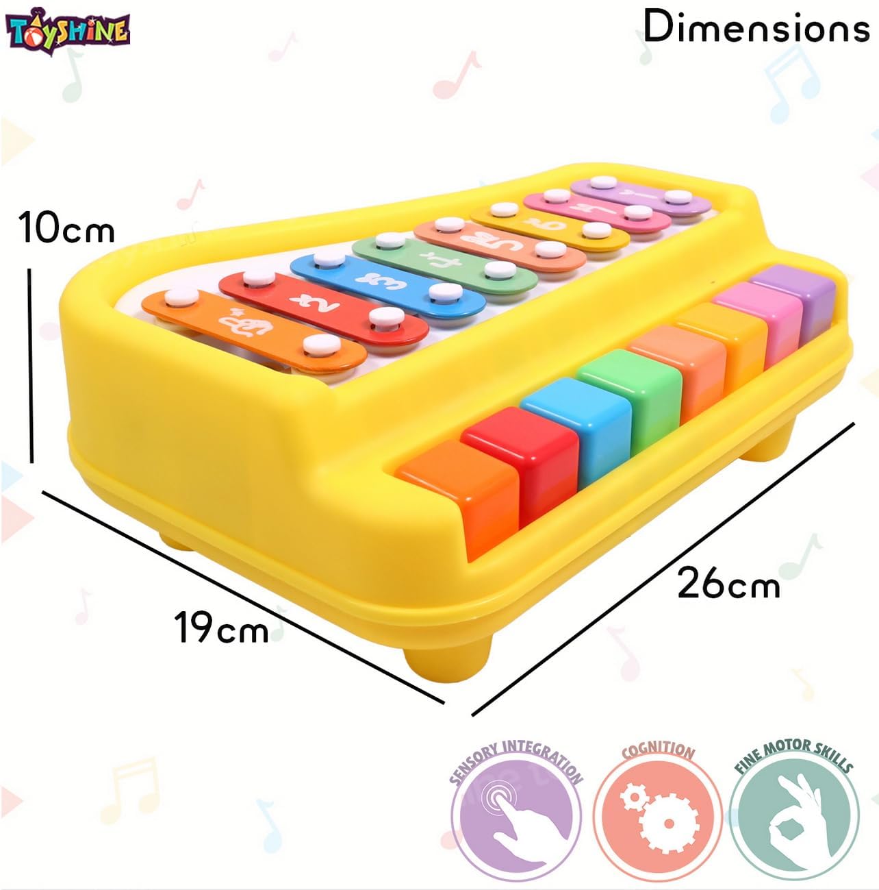 Toyshine 2 in 1 Multicolored Key Keyboard Xylophone Piano, Preschool Kids Educational Knock Playing Musical Learning Instruments Toy for Baby Kids Girls Boys 3