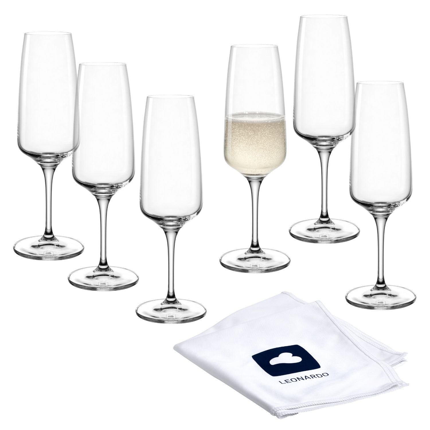 Flûtes à champagne Leonardo Home Cesti 040968 | Verres pied bas résistants lave-vaisselle 240 ml
