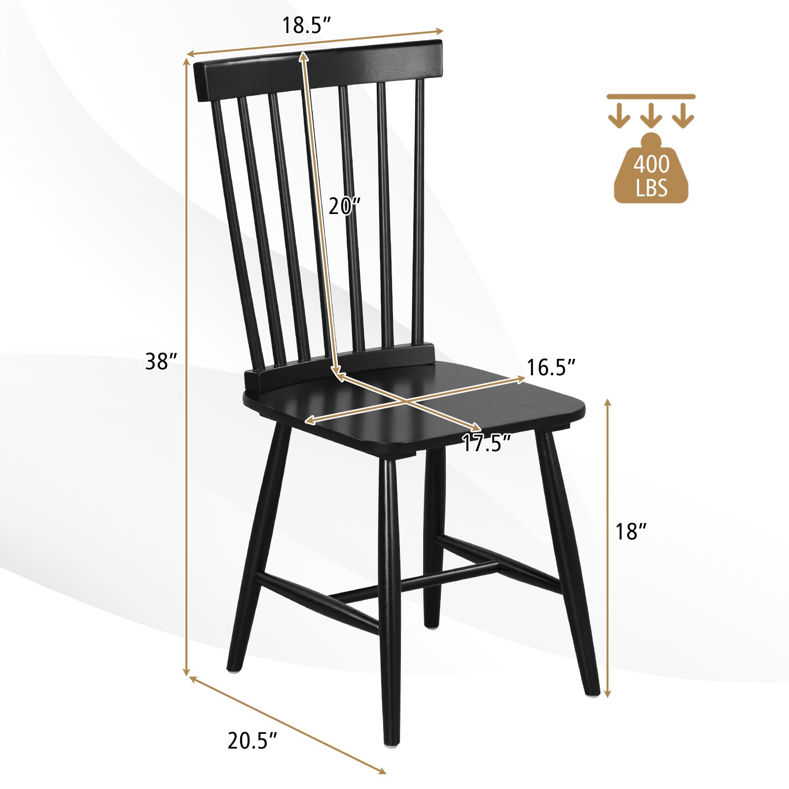 Amazon.com - Giantex Wood Dining Chairs Set of 4 Black, Solid Wood