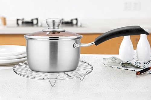 Miniatura 5 de TeamFar Estante de enfriamiento, estante de alambre de acero inoxidable de 10.5 pulgadas, estantes redondos para hornear para cocinar al vapor,