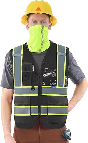 AYKRM Chaleco de seguridad reflectante de alta visibilidad de 11 colores para mujeres y hombres con cremallera de bolsillo de seguridad