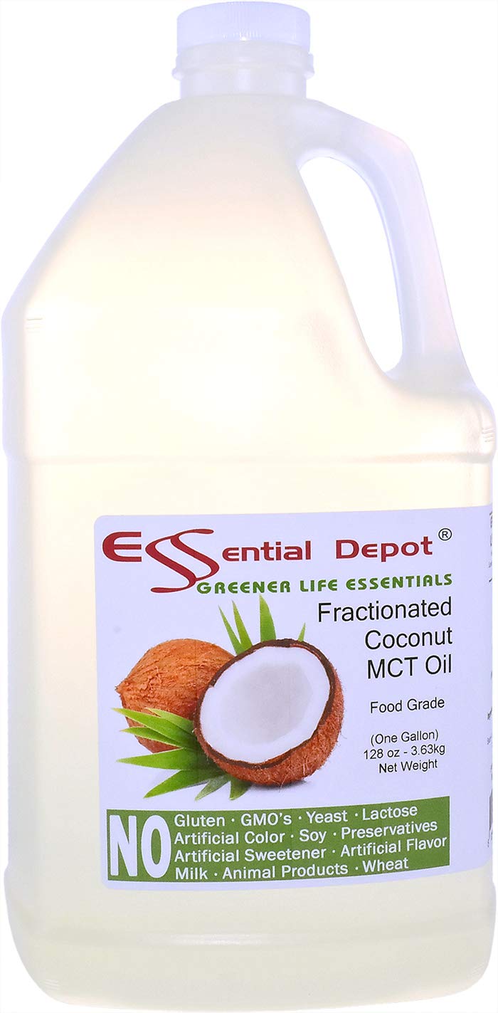 Coconut Oil - Fractionated - MCT (medium-chain triglycerides) - 1 Gallon (128 oz) - liquid - Food Grade - Safety Sealed Resealable HDPE Container, Microwave Safe (remove foil seal), Freezer Safe