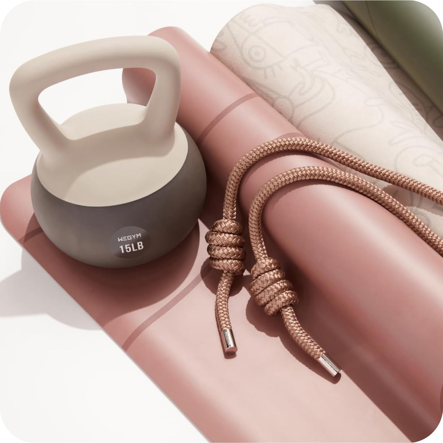 WEGYM Flow Rope - Corda per saltare per esercizi in casa, palestra, cardio, per salto freestyle, lunghezza regolabile, per principianti, 999 g, arenaria