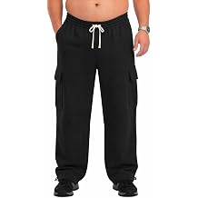 Big and Tall Mens Cargo Sweatpants with Adjustable Ankle Drawstring