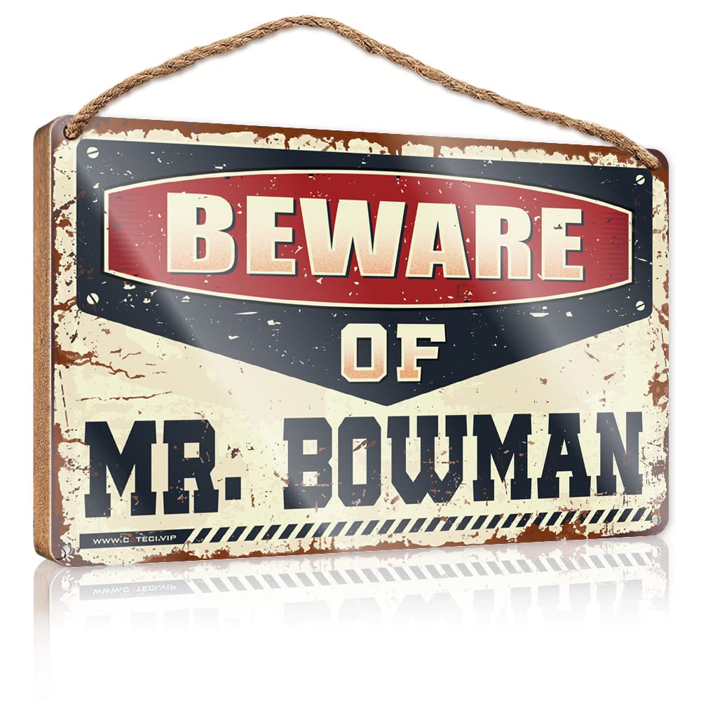 DTHA Funny Hanging Sign Beware Of Mr. Bowman Wooden Sign Funny Bedroom Decor Wood Hanging Sign Plaque(20X30CM)