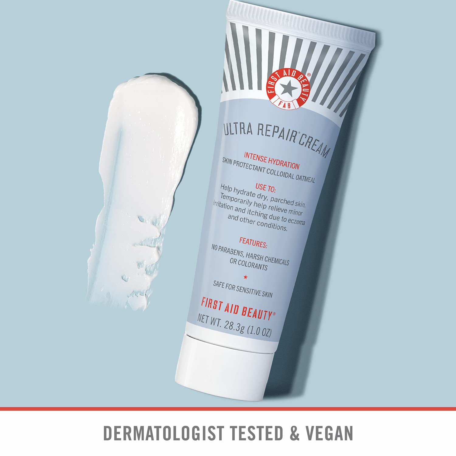 First Aid Beauty Bundle: KP Bump Eraser Body Scrub with 10% AHA – 8oz. – and Deluxe Mini Ultra Repair Cream Intense Hydration Moisturizer – 1 oz.
