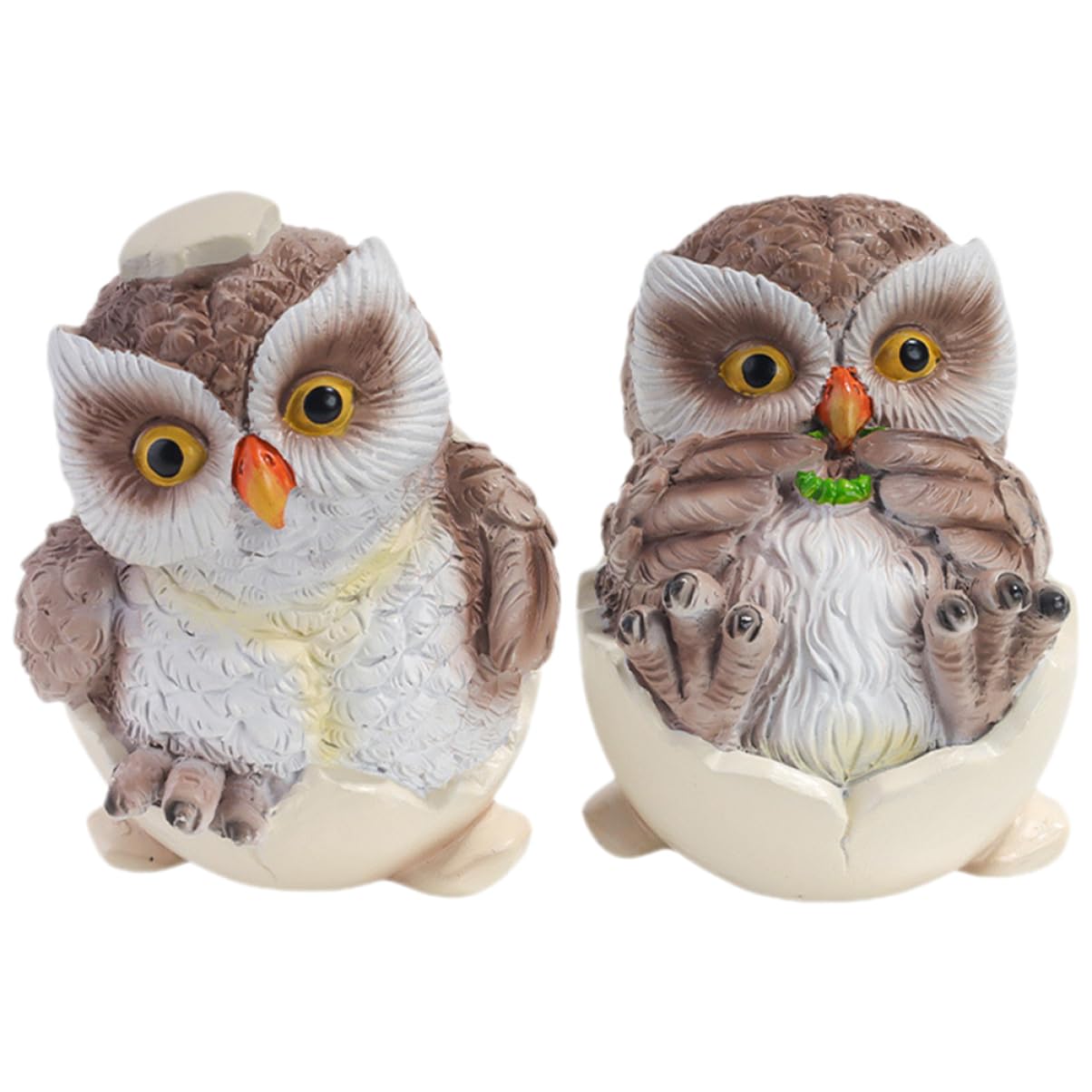 Amazon.co.jp: OFFSCH 2個フクロウの像 置物 室内装飾用 樹脂製鳥の