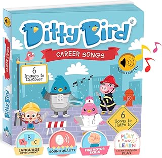 DITTY BIRD I am a Firefighter Book | Nursery Rhymes Book for Babies | Musical Book for Toddlers 1-3 | Interactive Baby Learning Toy | Toddler