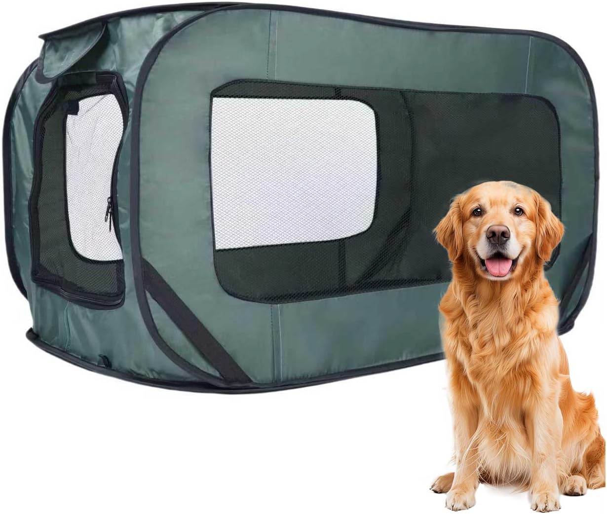 36 Inch Foldable Dog Kennel for Large Dogs, Portable Waterproof Pop-Up Pet Crate, Indoor Outdoor Travel Car Seat Kennel (Red)