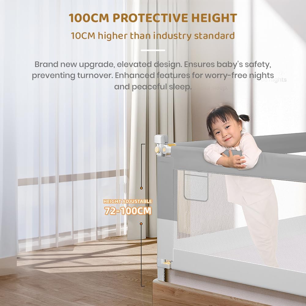 Baby Bed Guard Rail - Adjustable & Safe -4