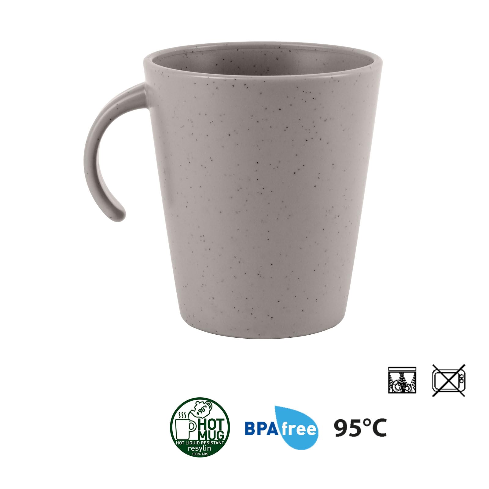 BRUNNER Camping-Geschirr-Set Melamin 2-4 Personen Iconic COMPACK (12 oder 16-Teilig) - Platzsparend Stapelbar, Kratzfest - hochwertig + edel 3-farbig | Steingutoptik und Porzellanhaptik | Antislip