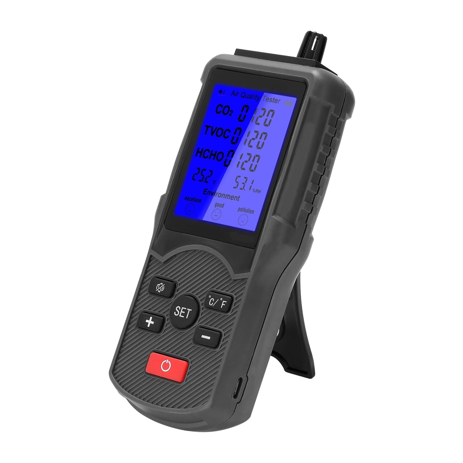 Tester Di Qualità Dell'aria Multifunzionale Ad Alta Precisione Dispositivo Misurazione Dell'umidità Della Temperatura Del Misuratore CO2 TVOC Professionale Per cucina e camper
