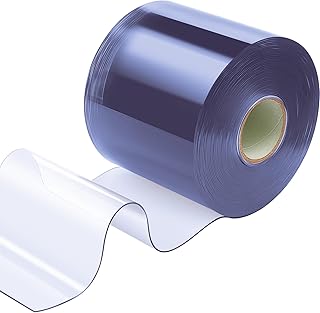 Moukeren Plastic Door Curtain for Winter 75 ft x 8 Inch Thermal Insulated Garage Door Strip Curtains Smooth Waterproof Clear PVC Strip Curtain for Warehouse Freezer Garage, 0.08" Thickness(Classic)