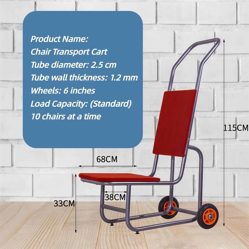 Carrito de silla comercial, carrito apilable resistente para almacenamiento y transporte