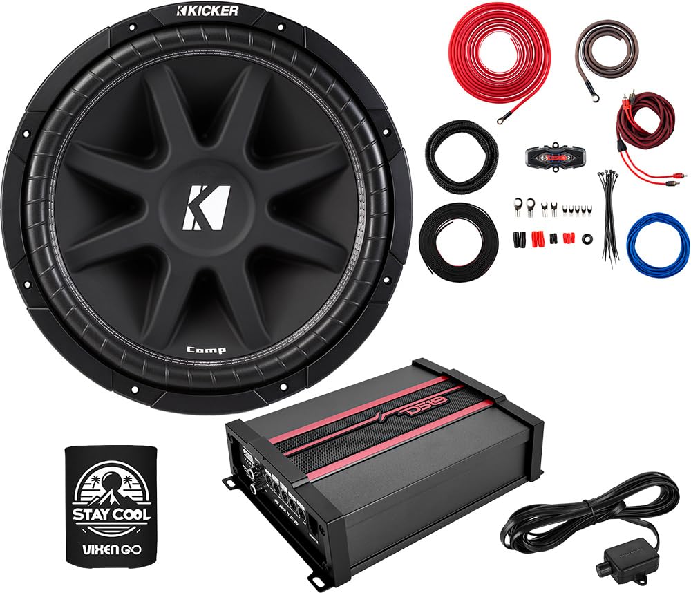 KICKER Subwoofer and Amp Package of 3 Items - 15