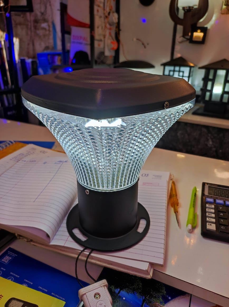 Gate Light, Grey, Aluminium Body, Prismatic Crystal Diffuser, Outdoor Pillar Mounting, Medium-picture-14