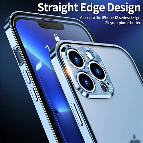 Miniatura 8 de GOOVEN Instalación de hebilla para iPhone 13 Pro, carcasa de aluminio de 360 con bloqueo de vidrio templado, a prueba de golpes, translúcido,