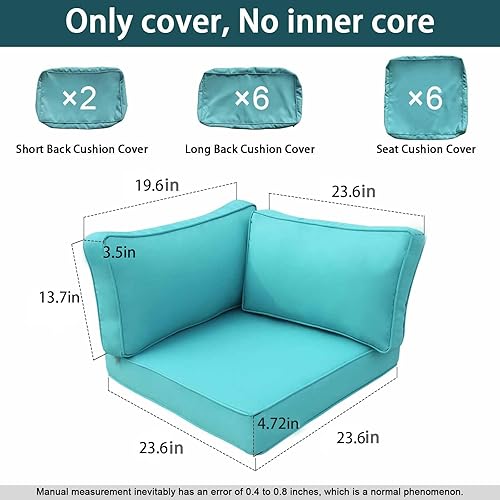 Miniatura 57 de Juego de 14 fundas de cojín de repuesto para patio al aire libre, a prueba de salpicaduras, con cremalleras, solo funda protectora para muebles