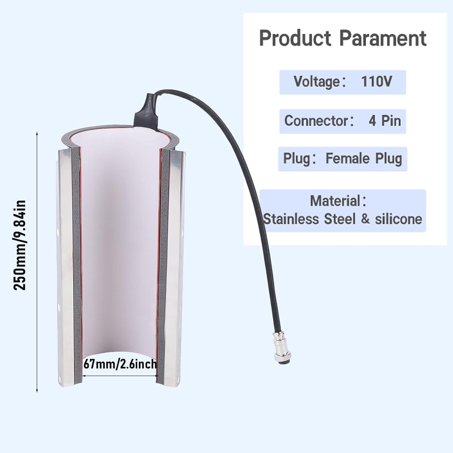 4 Pin Connector 20 OZ Tumbler Mug Heat Press Attachment for Travel Tumbler Heat Press Machine