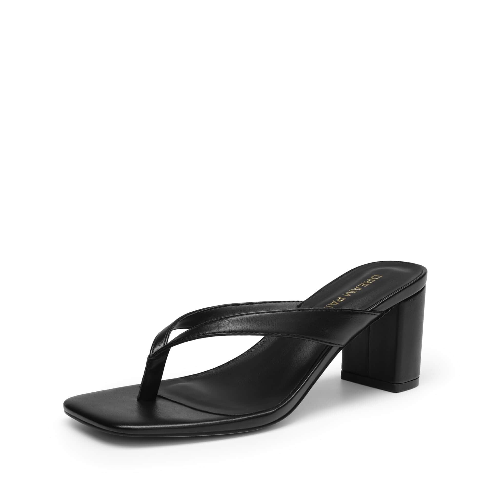DREAM PAIRS Women's Chunky Low Heel Thong Sandals Square Open Toe Slip On, Flip Flop Summer Heels, Comfortable Elgeant Going Out Sandals, Causal for Travel Daily Party Events