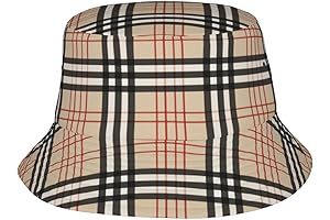 Beige Plaid Tartan Checkered Bucket Hat