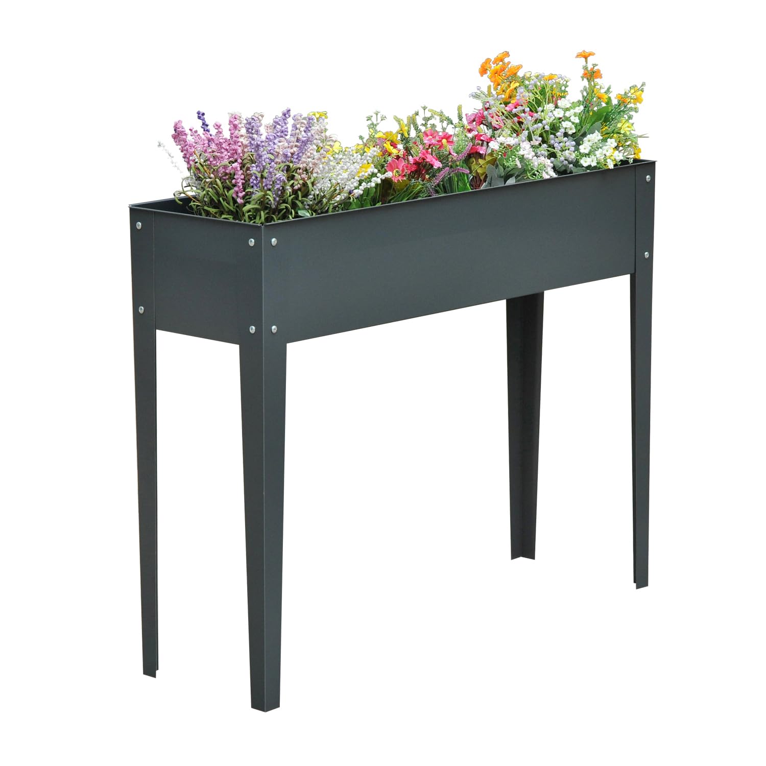 Outsunny Hochbeet Metall mit Füßen 3 Abflusslöchern 100 x 30 x 80 cm