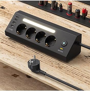 SMAYLİNG Akım Korumalı Çoklu Priz | 4 Priz Girişi + 2 USB-C + 2 USB-A Çıkışı | 2 Metre Kablo | LED Işıklı | Hızlı Şarj ve Güvenli Kullanım