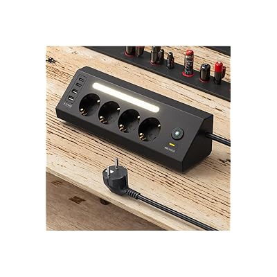 Akım Korumalı Çoklu Priz | 4 Priz Girişi + 2 USB-C + 2 USB-A Çıkışı | 2 Metre Kablo | LED Işıklı | Hızlı Şarj ve Güvenli Kullanım