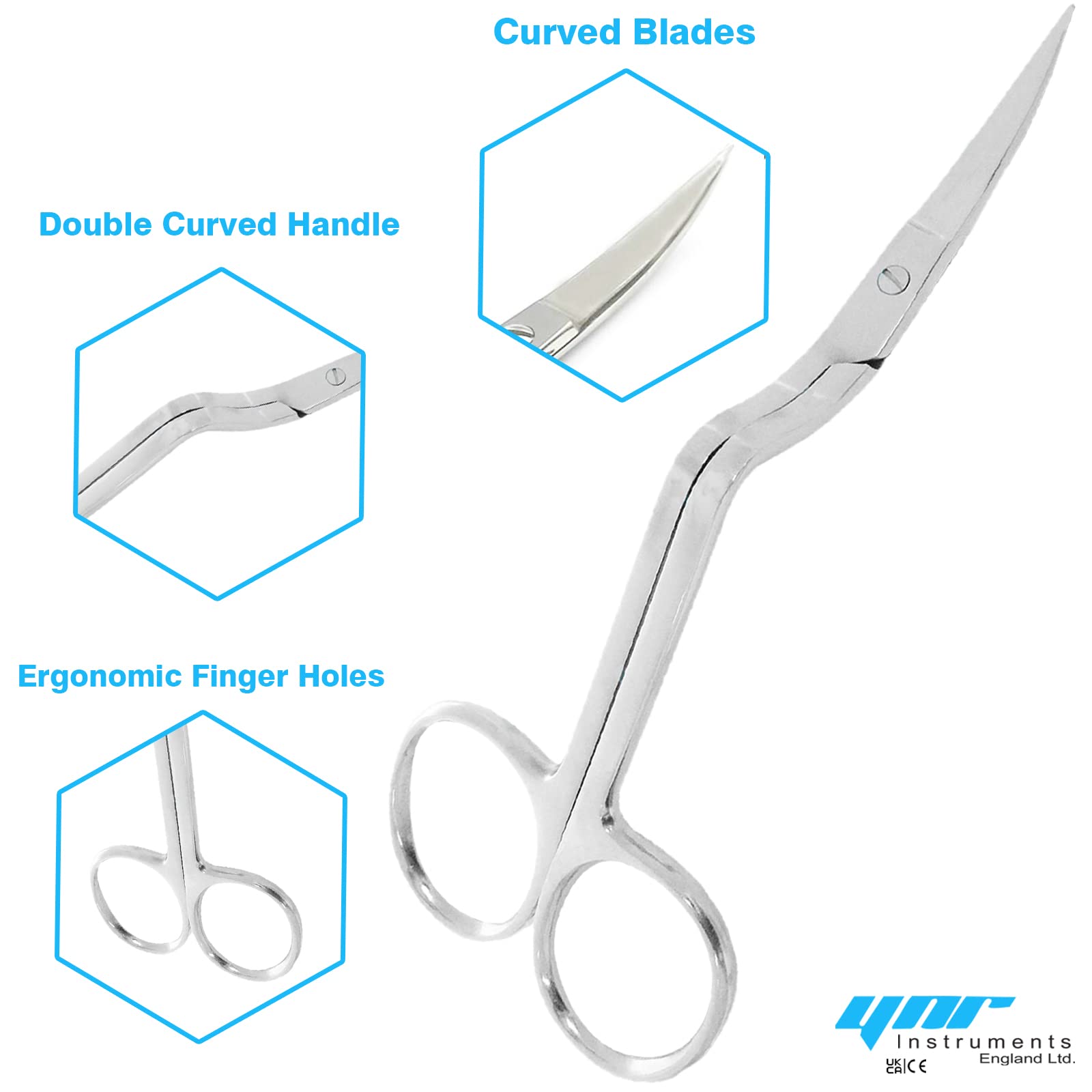 YNR Double Curved Embroidery Scissors - Stainless Steel Embroidery Supplies All Stitch Needlework