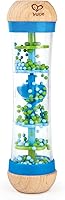 Hape Beaded Raindrops Wooden Rainmaker Toy - Mini Sensory Shake Rattle for Babies, Blue E0328B