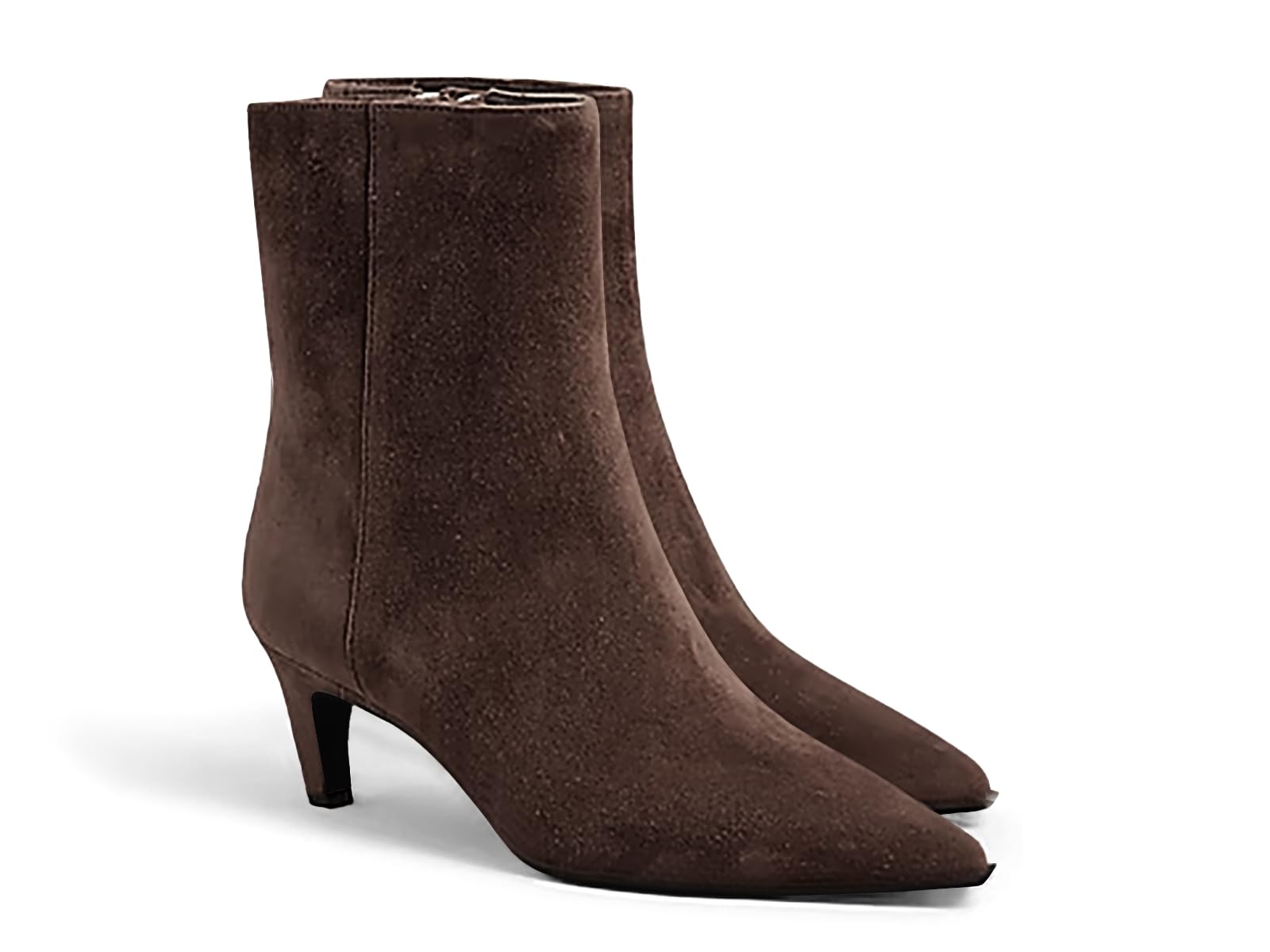Coutgo Ankle Boots for Women Kitten Low Heel Pointed Toe Booties Side Zipper Fall Shoes