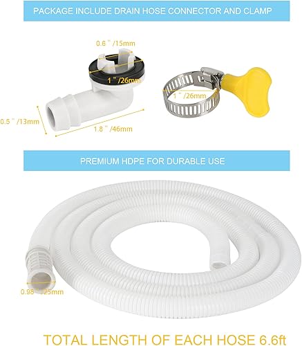 Miniatura 9 de Kerykwan Paquete de 2 mangueras de drenaje de aire acondicionado de 5 pies, tubo de plástico para condensado de CA, manguera de drenaje flexible y