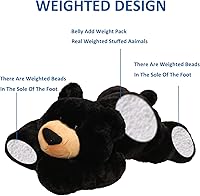Vista 2 de Hronsa Animales de peluche con peso, oso con peso, lindo cojín de felpa de oso negro para adultos, niños y niñas, 11.8 pulgadas