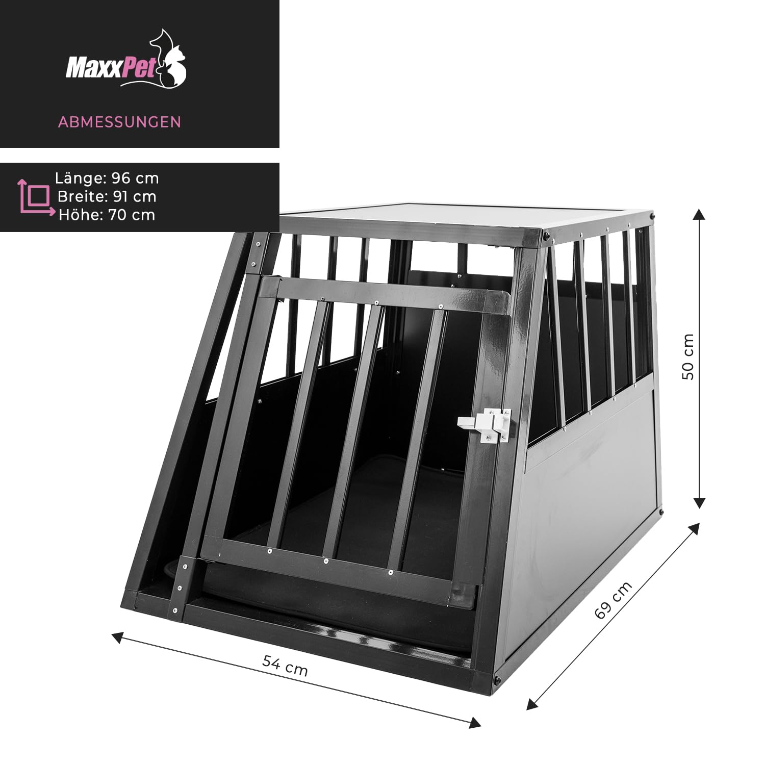 MaxxPet Hundebox Auto Faltbar - 1 Tür - Transportbox Katze & Hund - Hundetransportbox Auto - Hundetragetasche - Reise & Transport für Hunde - 54x69x50 cm