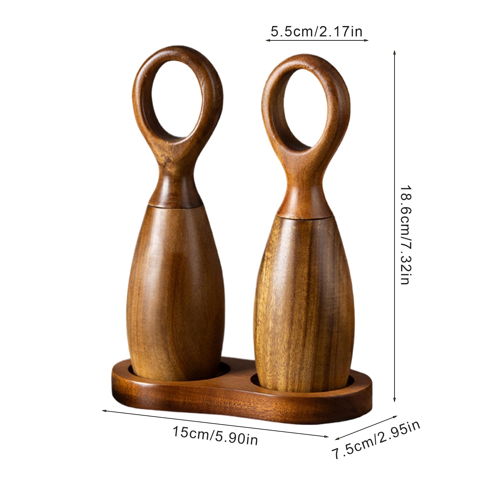 Molino Para Pimienta De Madera 2 Piezas De Madera, Grosor Ajustable Manual | Set De 2 Molinillos De Pimienta Manuales Cocina Cocinar Condimentar Parrilla Hogar Restaurante Barbacoa Triturar Mezcla