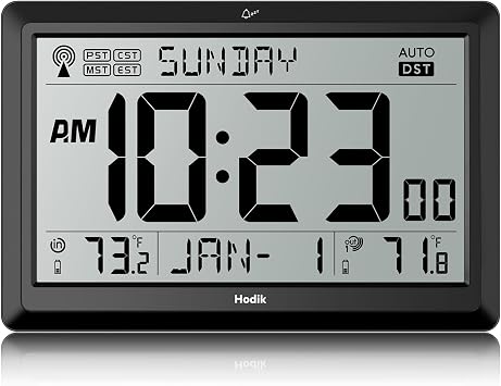 HODIK Atomic Clocks Wall Clock with Indoor Outdoor Temp K02