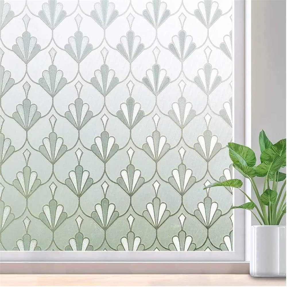 – Privacy Window Film, Non Adhesive Frosted Glass Film Sun Blocking Window Sticker Self Static Cling Decorative Glass Film for Home Kitchen Living Room, Removable, Reusable, Anti UV (15.7 x 78.7 Inch)