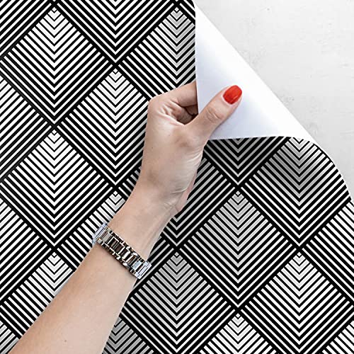 Papier peint intissé au motif hypnotant de carrés géométriques pour chambre