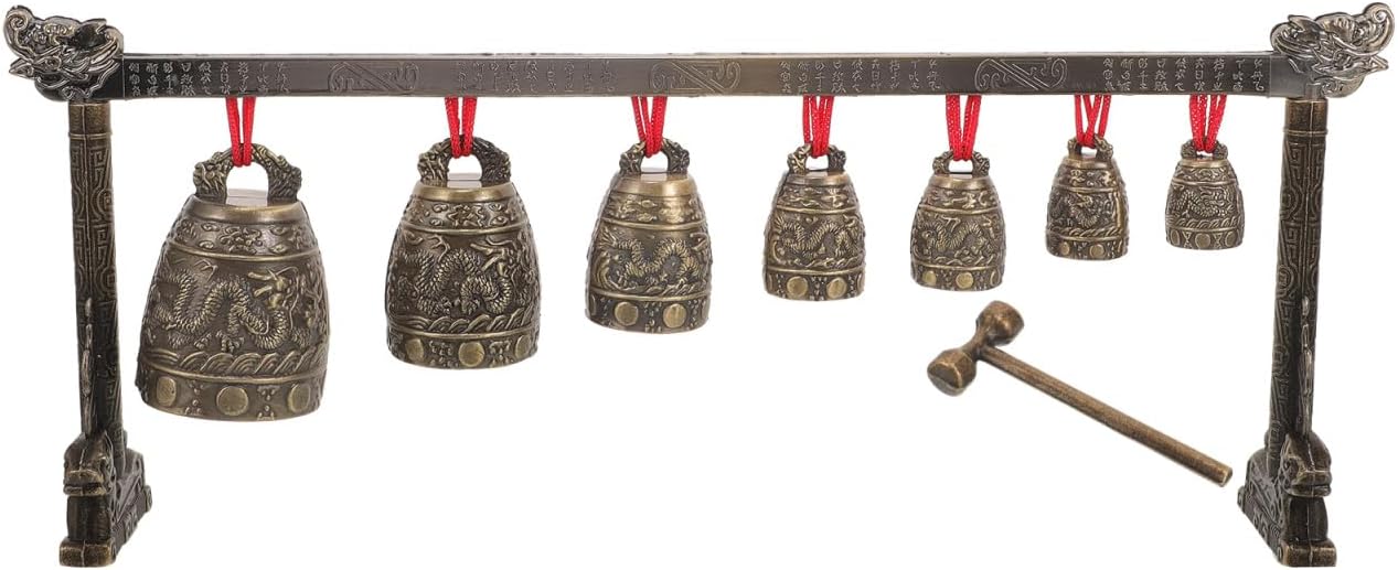 Retro Chinese Bell Chimes Zinc Alloy Handheld Percussion Instrument 15 Inch Compact Design for Meditation Home Office Decor Enhancing Focus and Rhythm