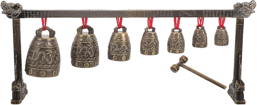Retro Chinese Bell Chimes Zinc Alloy Handheld Percussion Instrument 15 Inch Compact Design for Meditation Home Office Decor Enhancing Focus and Rhythm