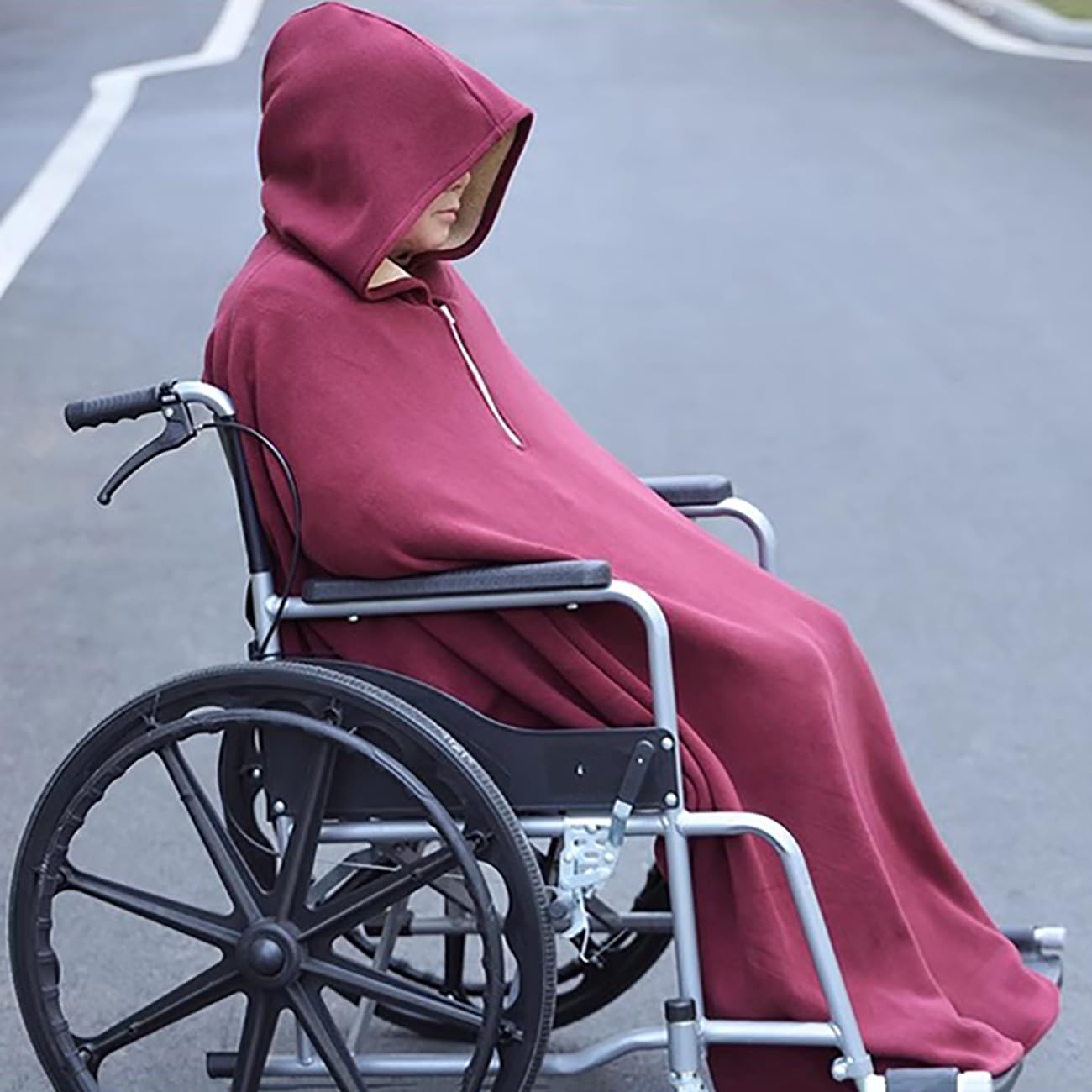 Manta para Silla de Ruedas, Fundas cálidas de Invierno para Todo el Cuerpo, Manta Cortavientos para Silla de Ruedas, Poncho Cortavientos con Capucha para Silla de Ruedas, Manta tér