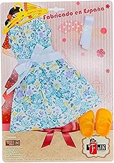 Folk Artesanía-V421-19 Sintra, Simona Vestido muñeca, Floral, Color Amarillo (V421-19)